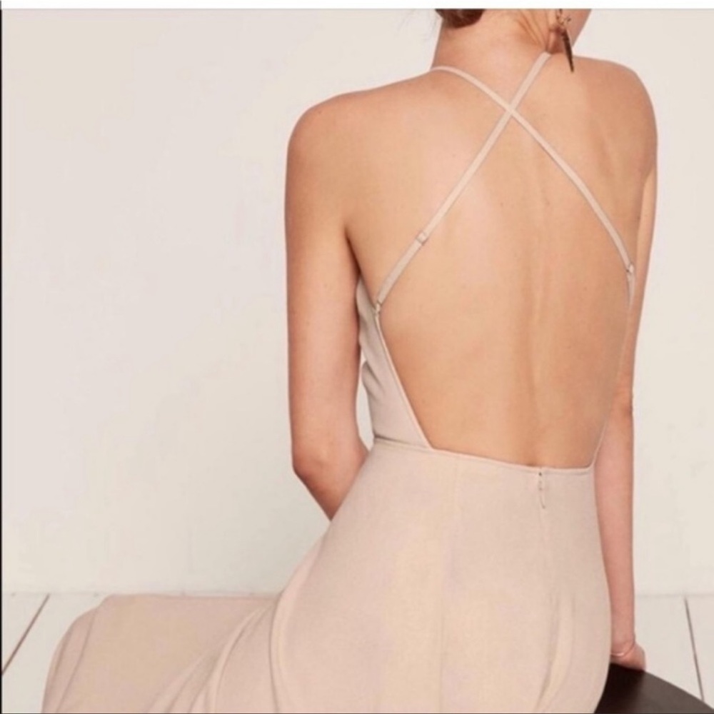 Reformation Myrtle dress in champagne. BNWT